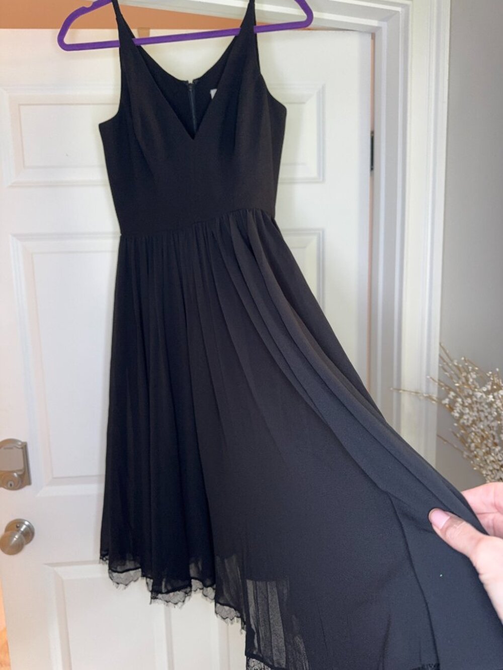 Dress the Population Alicia Dress | Black Chiffon Lace Midi | Size Small - Picture 3 of 10